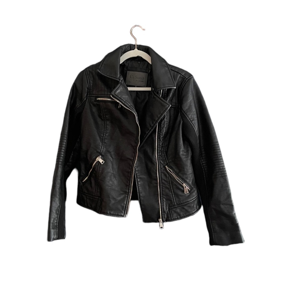 Ci Sono Cavalini Classy Black Vegan Leather Jacket Women’s Small
